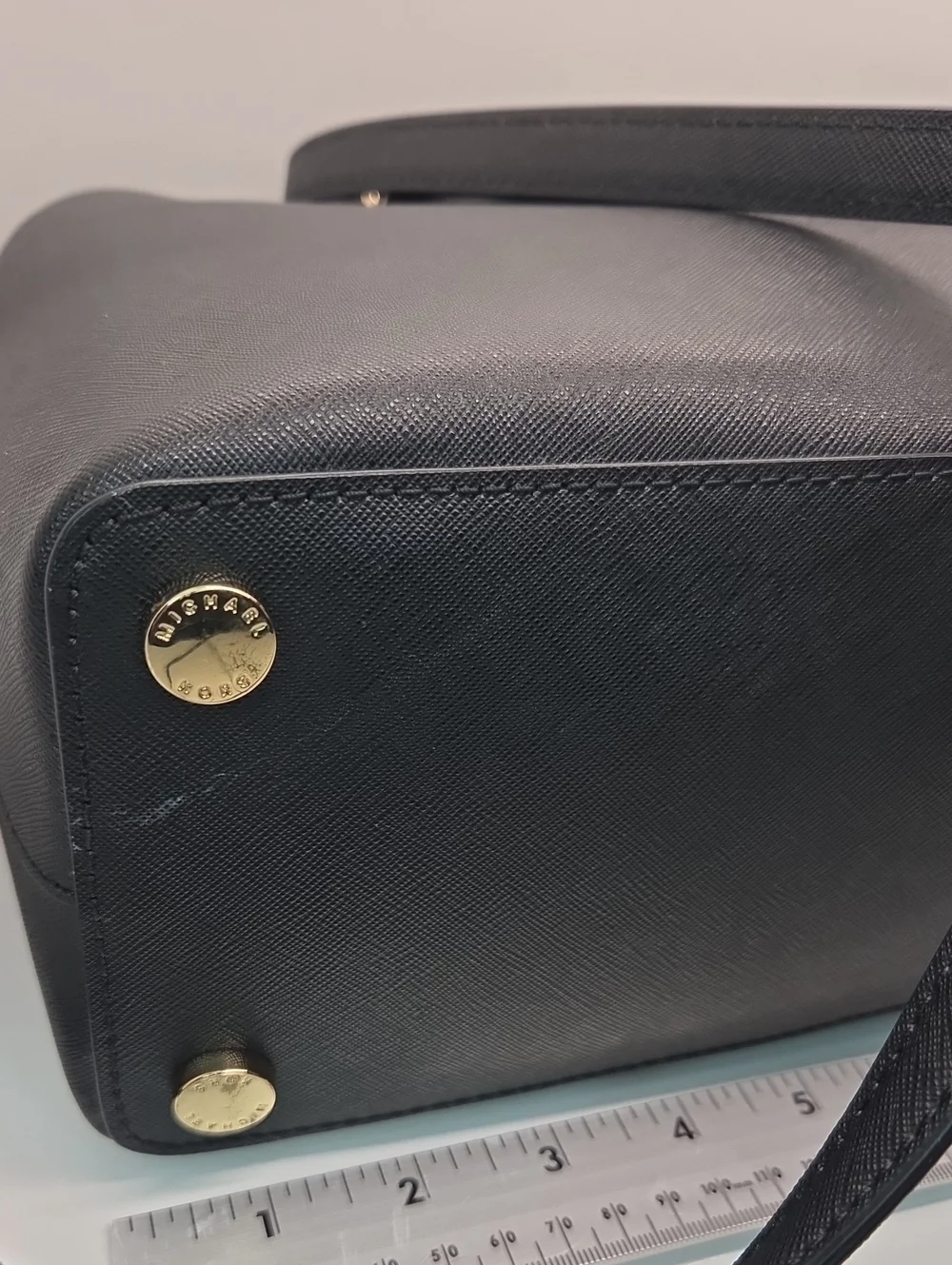 Michael Kors Savannah Large Black Saffiano Satchel with Gold Hardware